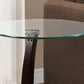 HomeRoots 17.75" x 17.75" x 24" Particle Board Tempered Glass Accent Table in Cappuccino Finish