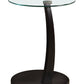 HomeRoots 17.75" x 17.75" x 24" Particle Board Tempered Glass Accent Table in Cappuccino Finish