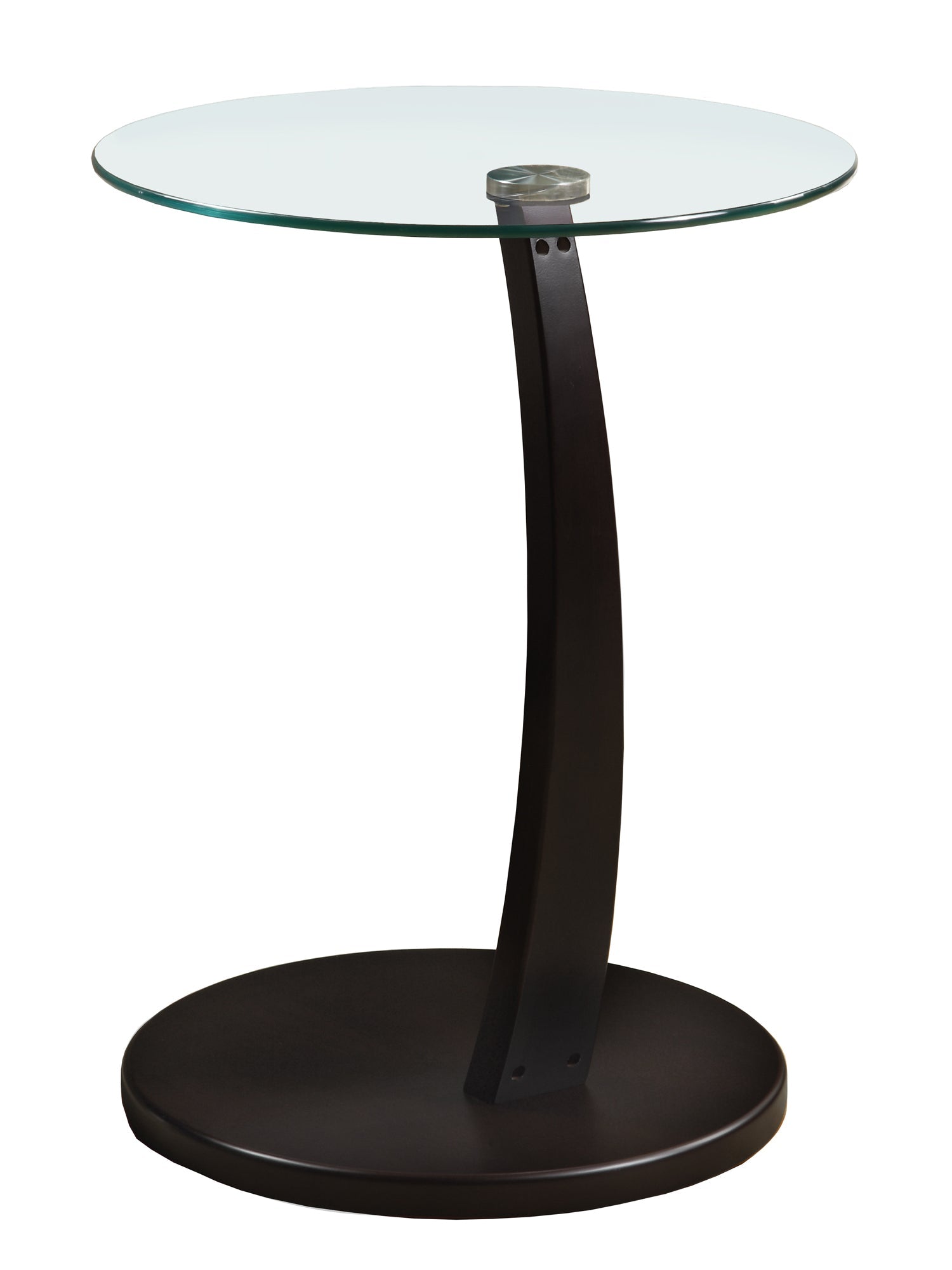 HomeRoots 17.75" x 17.75" x 24" Particle Board Tempered Glass Accent Table in Cappuccino Finish
