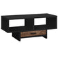 HomeRoots 17.75" x 42.25" x 18" Black Brown Particle Board Hollow Core Coffee Table