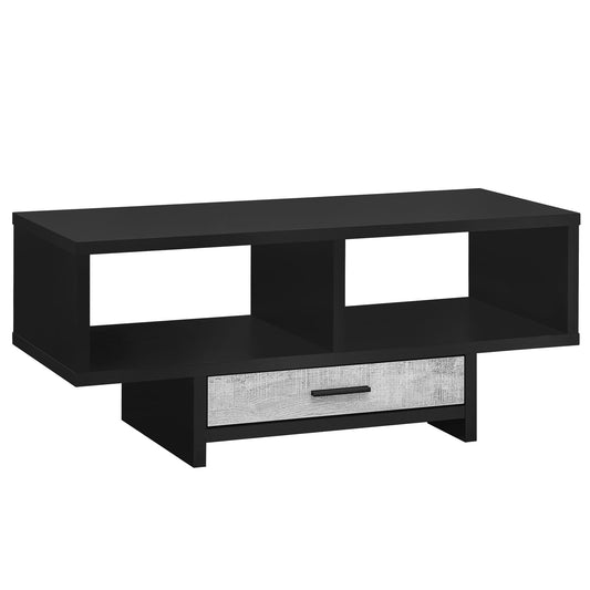 HomeRoots 17.75" x 42.25" x 18" BlackGrey Reclaimed Wood Look Coffee Table