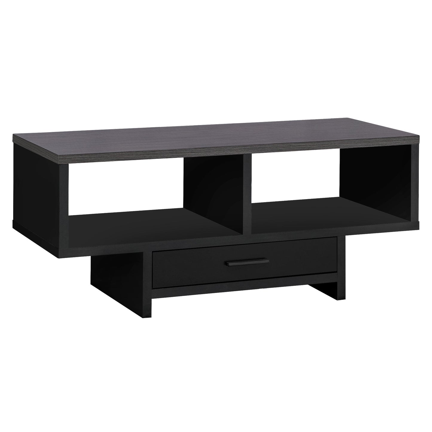 HomeRoots 17.75" x 42.25" x 18" BlackGrey Top With Storage Coffee Table