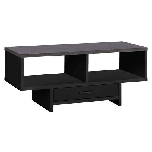 HomeRoots 17.75" x 42.25" x 18" BlackGrey Top With Storage Coffee Table