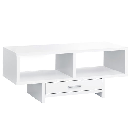 HomeRoots 17.75" x 42.25" x 18" White Storage Coffee Table