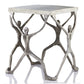 HomeRoots 18" Aluminum End Table With Silver And Antiqued White Finish