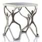 HomeRoots 18" Aluminum End Table With Silver And Antiqued White Finish