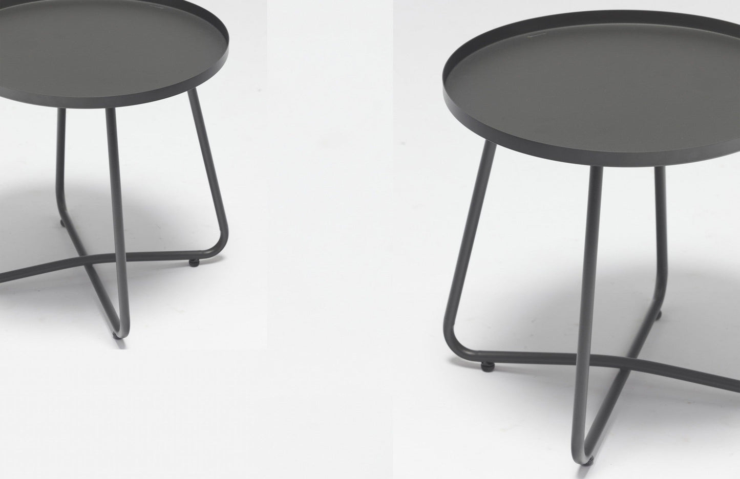 HomeRoots 18" Aluminum Indoor And Outdoor Round End Table in Gray Finish