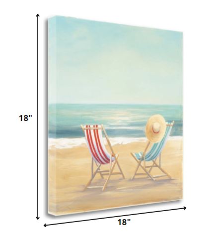 HomeRoots 18" Beach Chairs on the Sand Giclee Canvas Wall Art