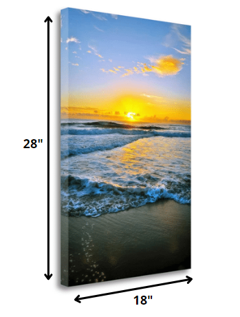 HomeRoots 18" Beautiful and Vibrant Sunset at the Beach Giclee Wrap Canvas Wall Art