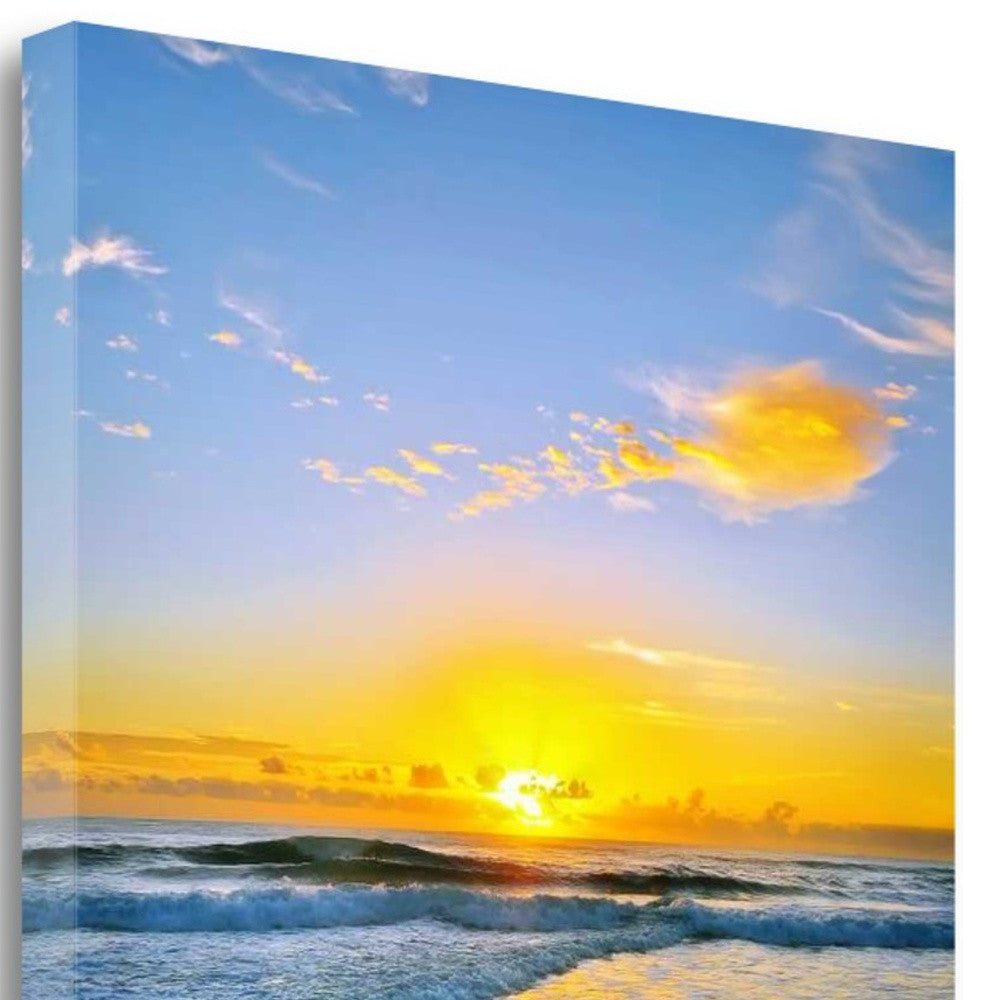 HomeRoots 18" Beautiful and Vibrant Sunset at the Beach Giclee Wrap Canvas Wall Art