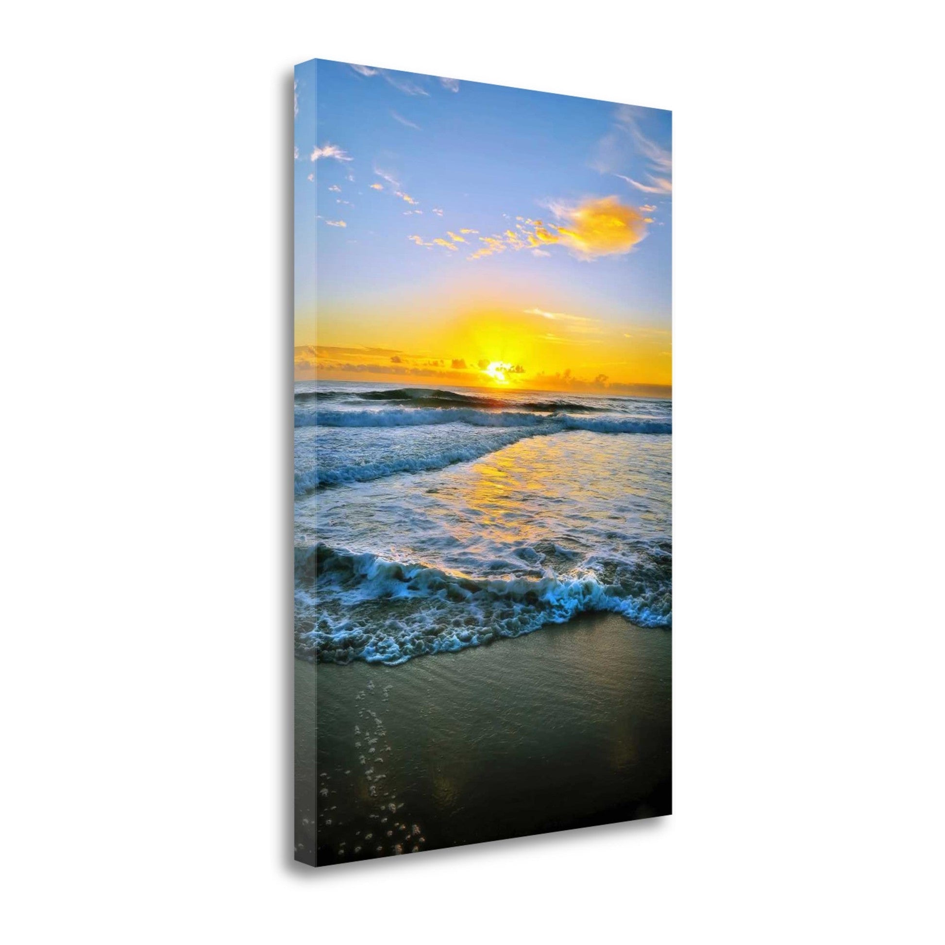 HomeRoots 18" Beautiful and Vibrant Sunset at the Beach Giclee Wrap Canvas Wall Art