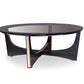 HomeRoots 18' Black Crocodile Textures and Rosegold and Glass Coffee Table