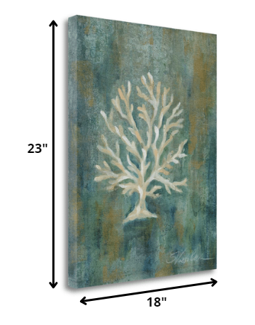 HomeRoots 18" Blue Sea Coral Giclee Wrap Canvas Wall Art
