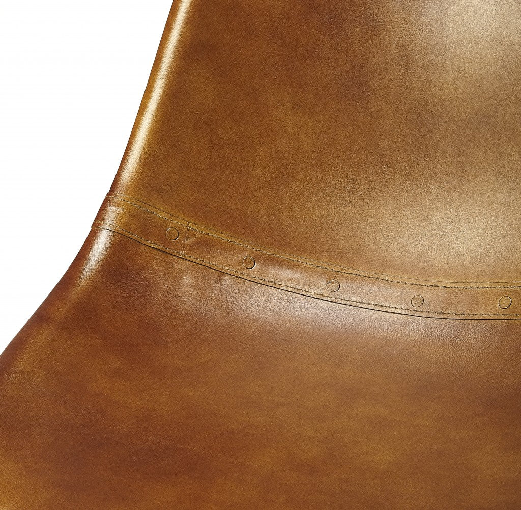 HomeRoots 18" Brown Faux Leather Side Chair With Copper Base Finish
