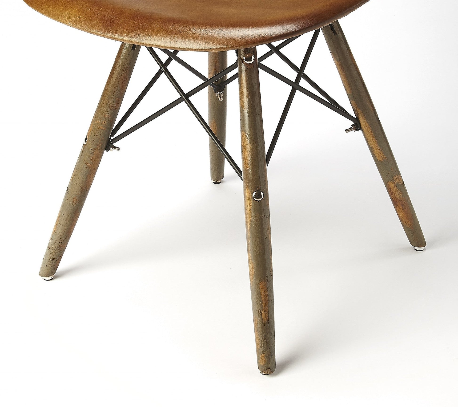 HomeRoots 18" Brown Faux Leather Side Chair With Copper Base Finish