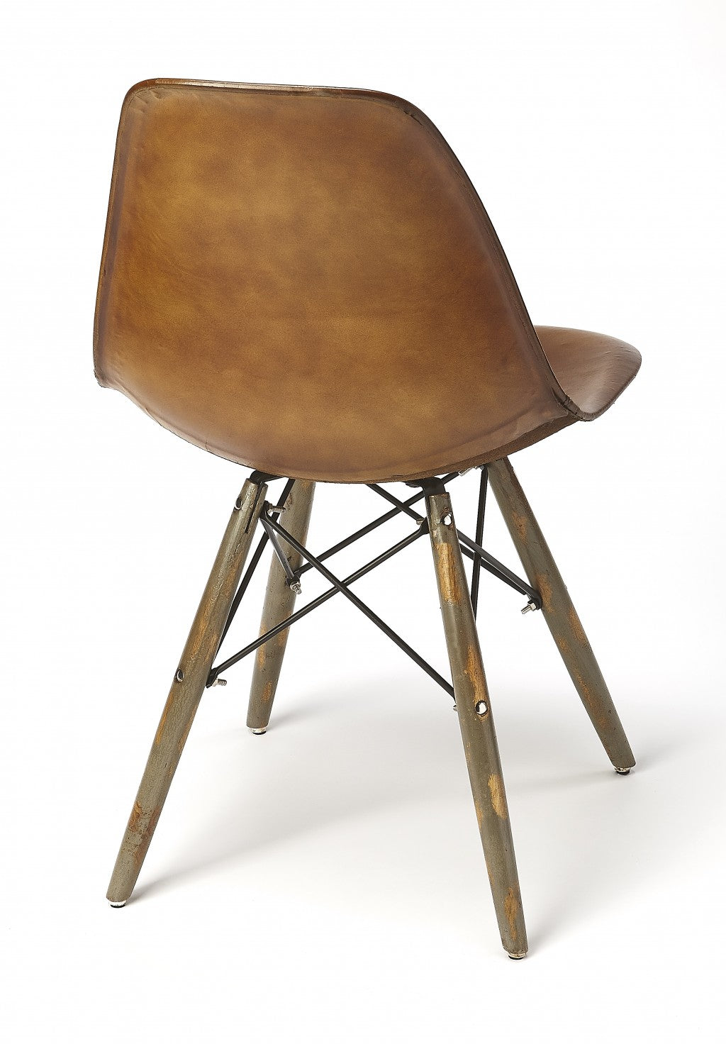 HomeRoots 18" Brown Faux Leather Side Chair With Copper Base Finish
