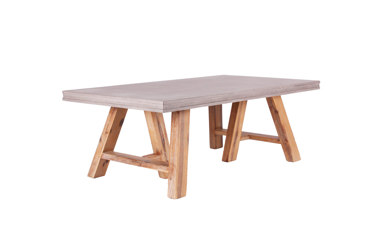HomeRoots 18" Concrete and Solid Acacia Wood Coffee Table