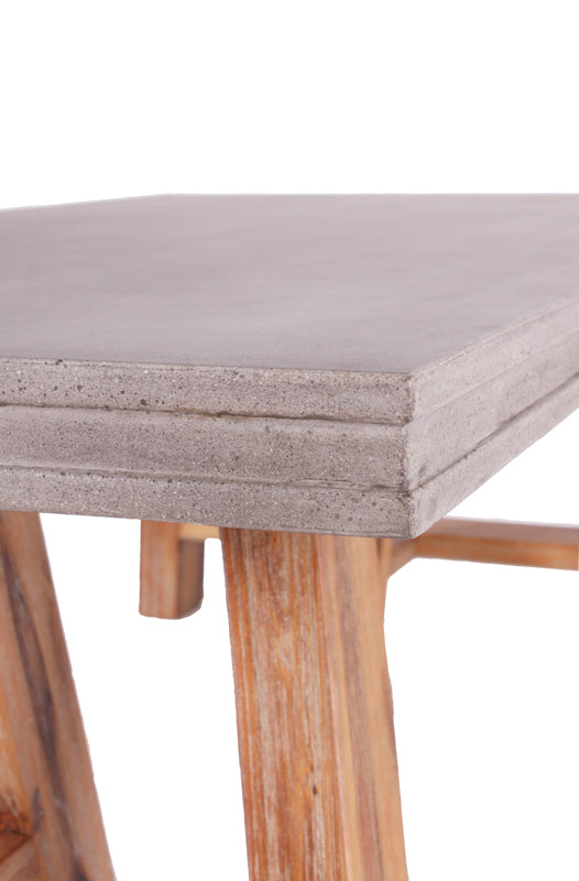 HomeRoots 18" Concrete and Solid Acacia Wood Coffee Table