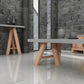 HomeRoots 18" Concrete and Solid Acacia Wood Coffee Table