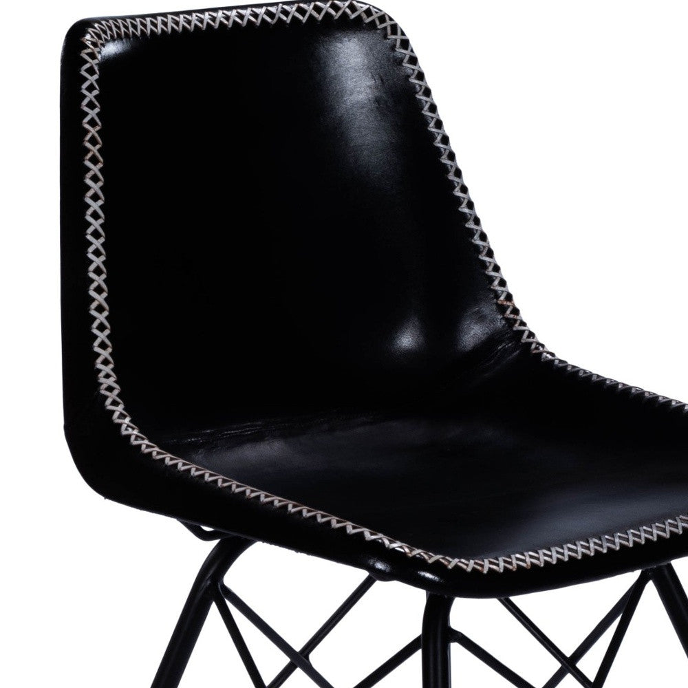 HomeRoots 18" Faux Leather Side Chair in Black Finish