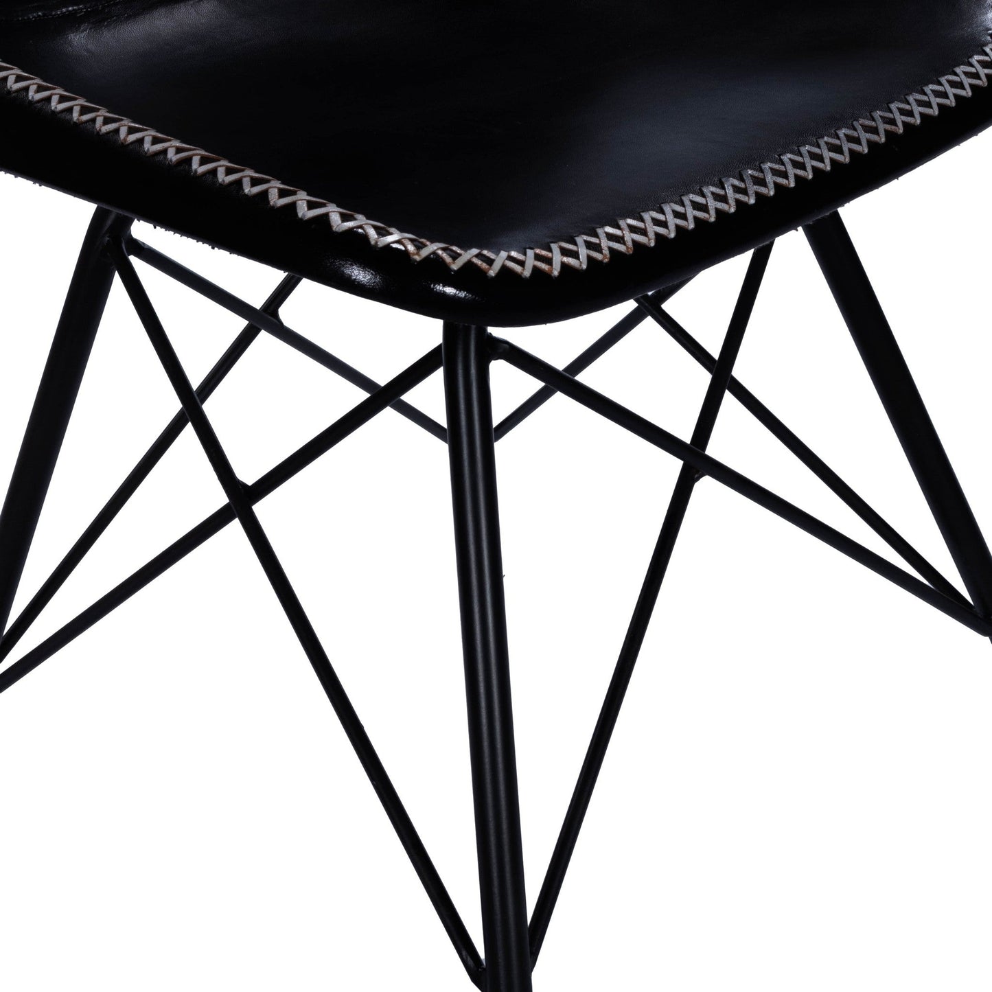 HomeRoots 18" Faux Leather Side Chair in Black Finish