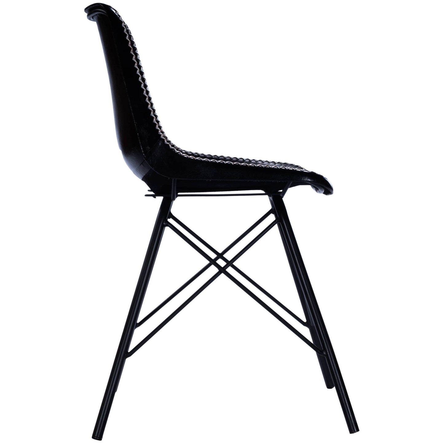 HomeRoots 18" Faux Leather Side Chair in Black Finish
