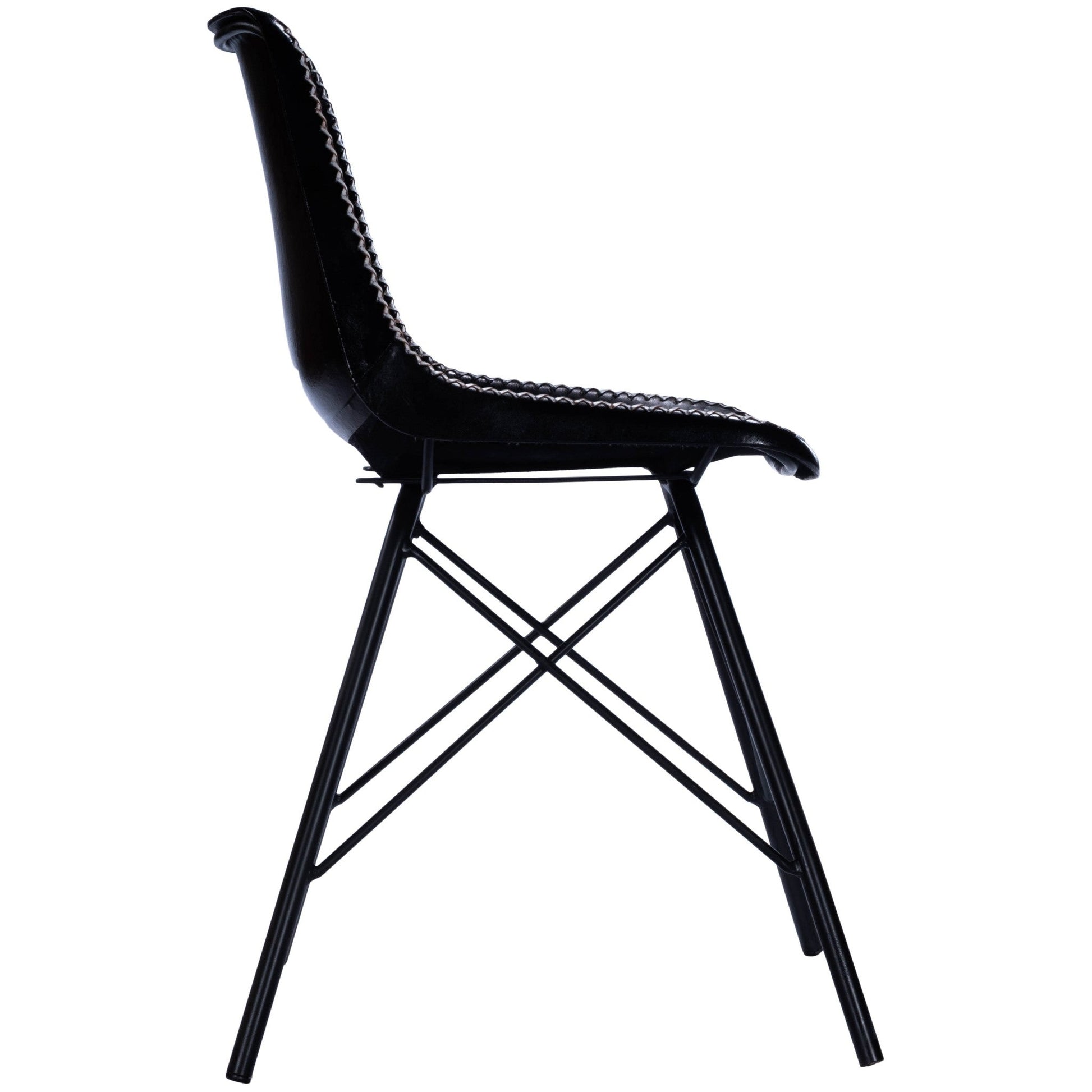 HomeRoots 18" Faux Leather Side Chair in Black Finish