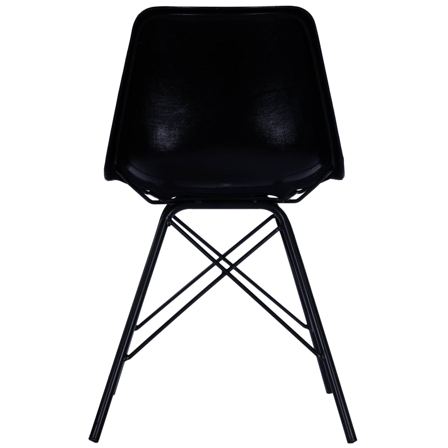 HomeRoots 18" Faux Leather Side Chair in Black Finish
