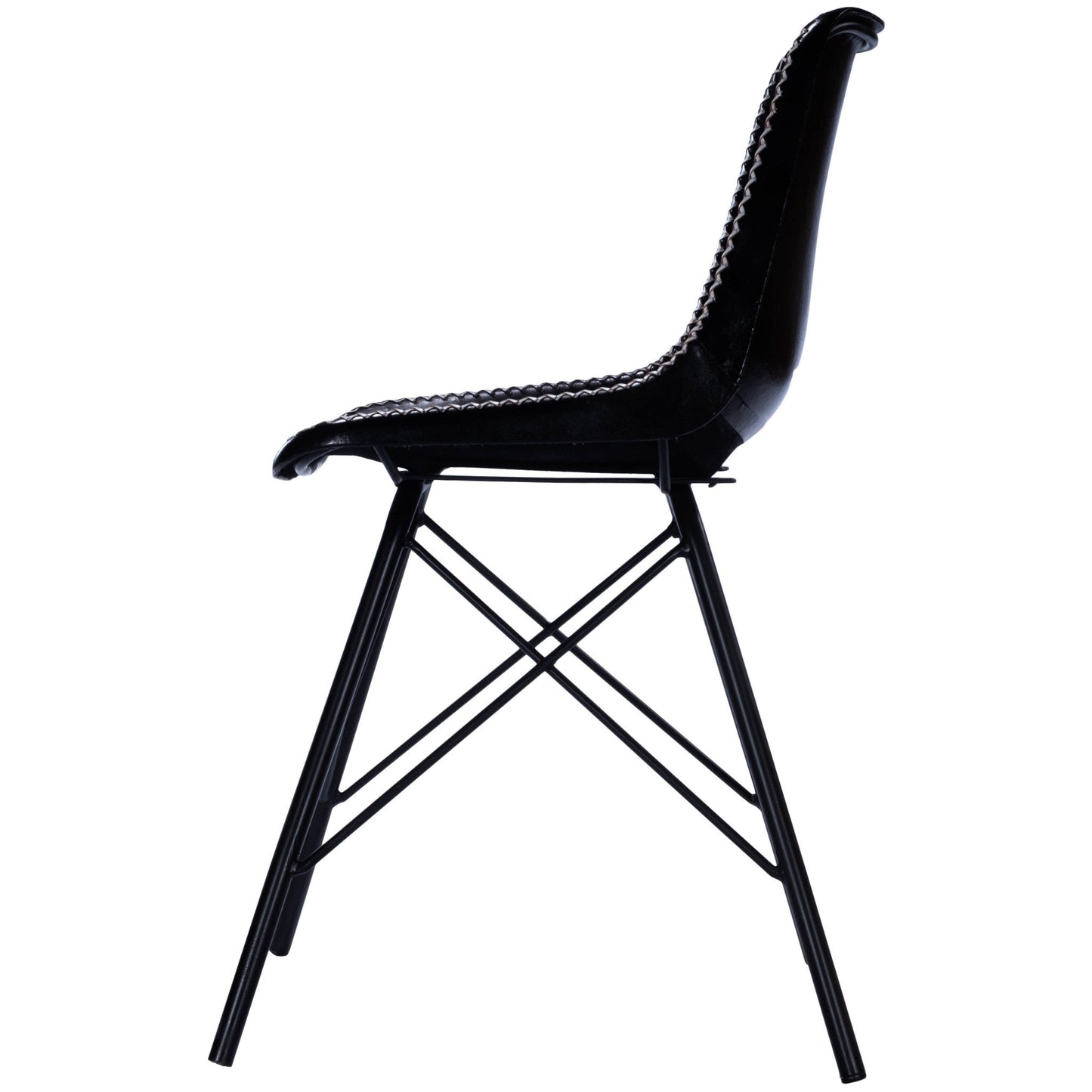 HomeRoots 18" Faux Leather Side Chair in Black Finish