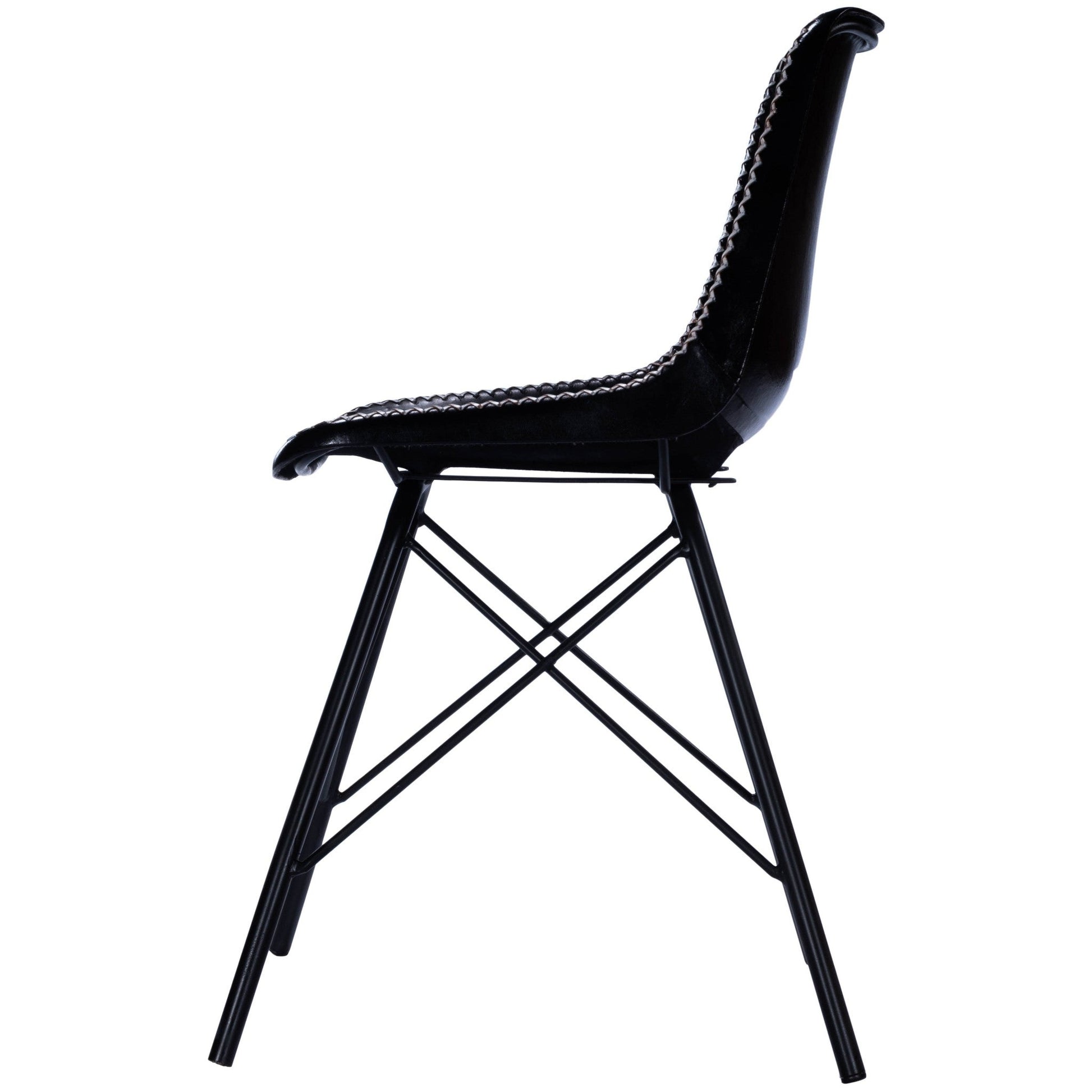 HomeRoots 18" Faux Leather Side Chair in Black Finish