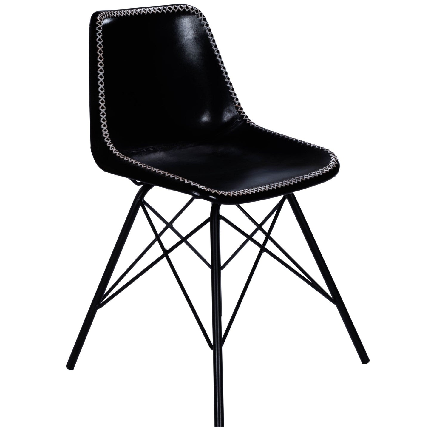 HomeRoots 18" Faux Leather Side Chair in Black Finish