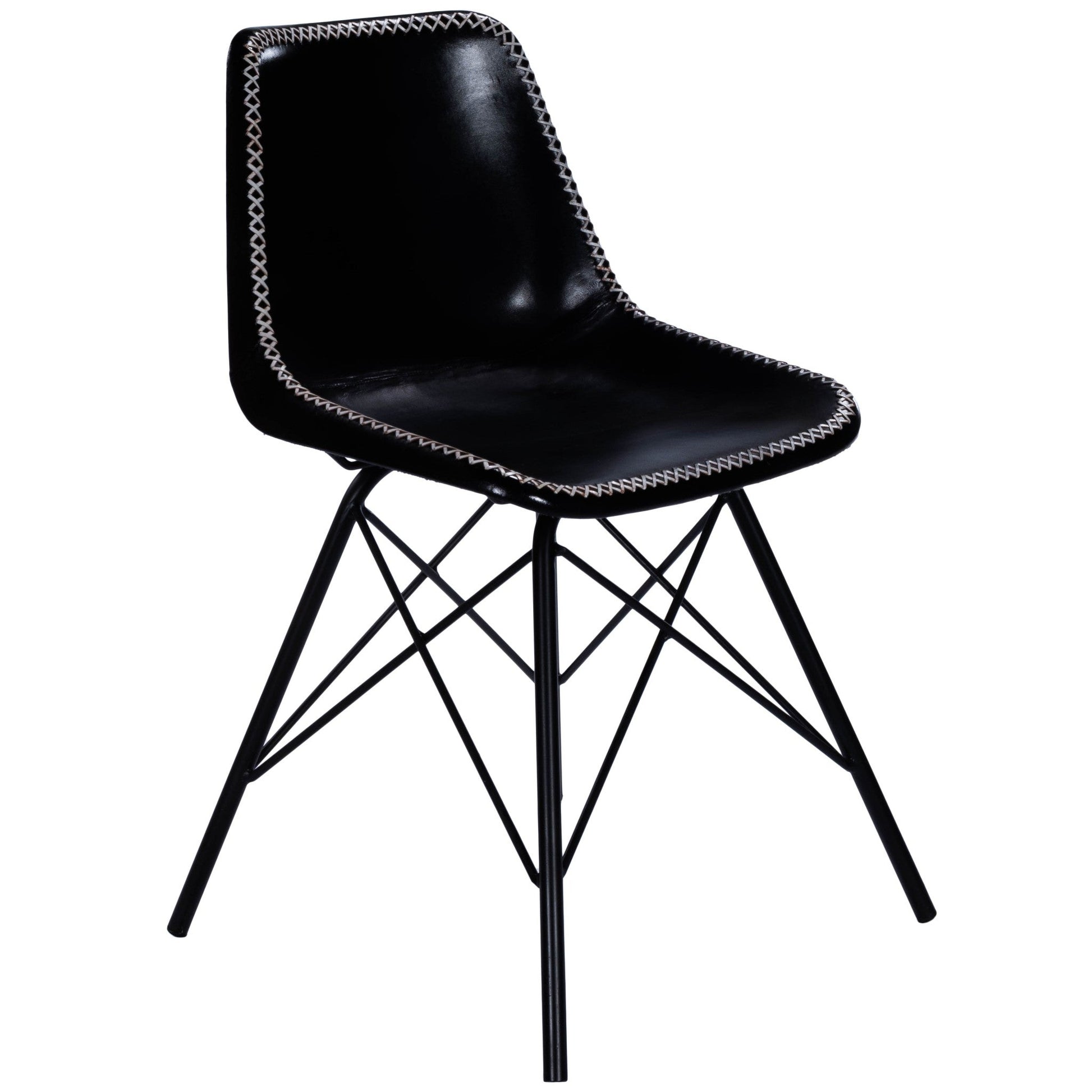 HomeRoots 18" Faux Leather Side Chair in Black Finish