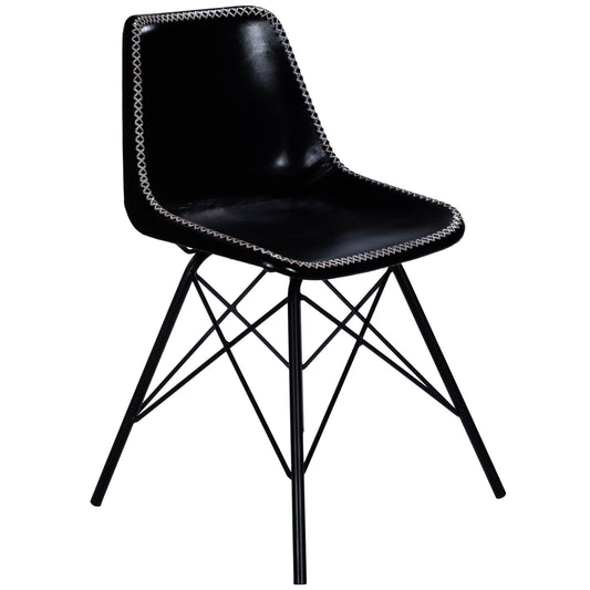 HomeRoots 18" Faux Leather Side Chair in Black Finish