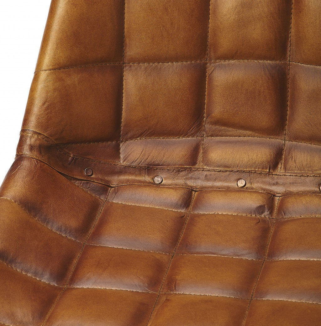 HomeRoots 18" Faux Leather Tufted Side Chair in Brown Finish