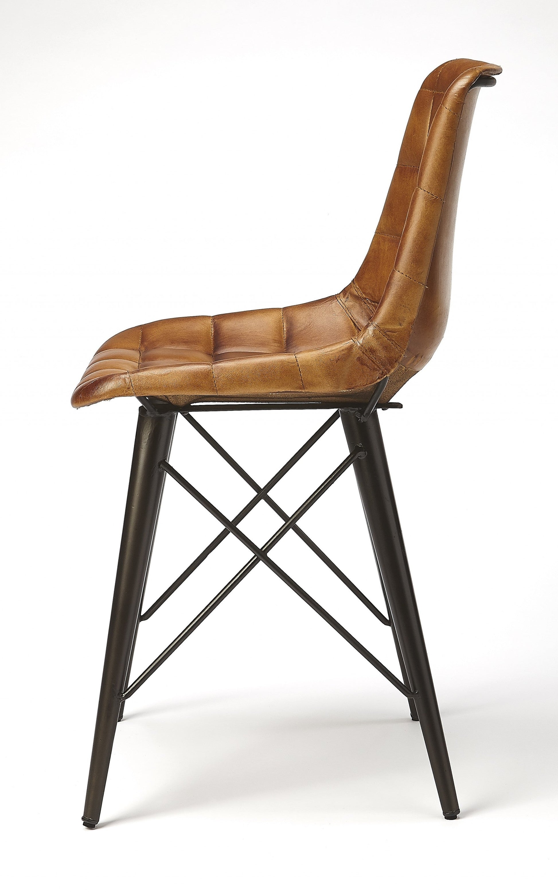 HomeRoots 18" Faux Leather Tufted Side Chair in Brown Finish