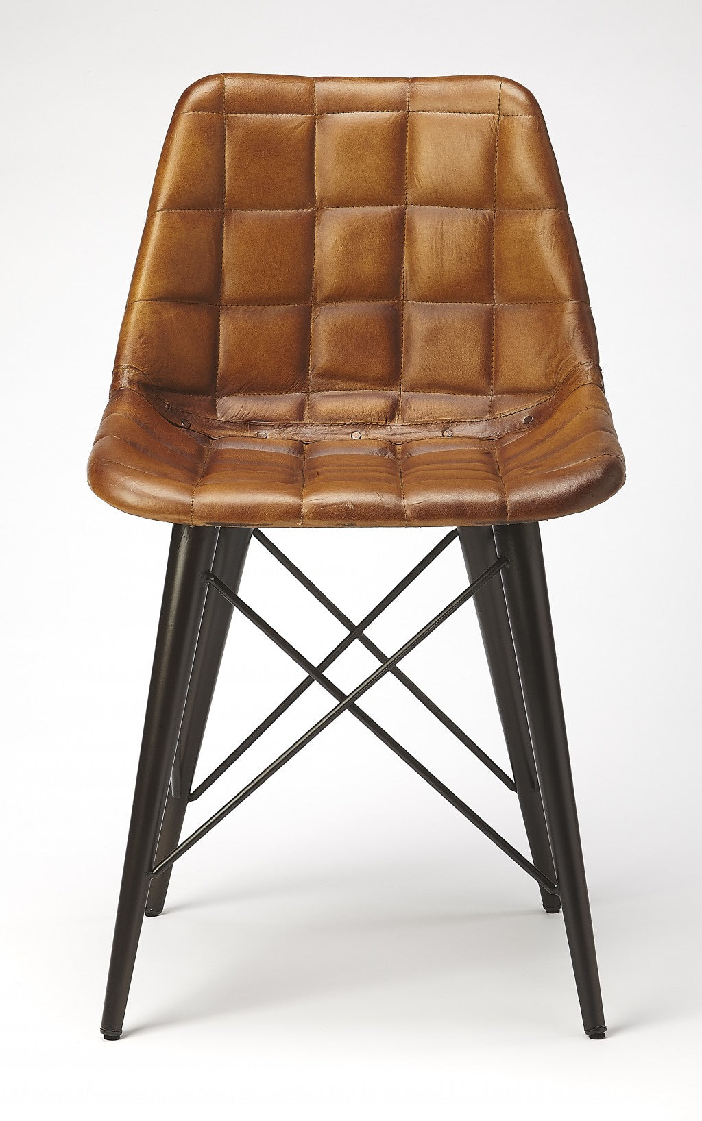 HomeRoots 18" Faux Leather Tufted Side Chair in Brown Finish