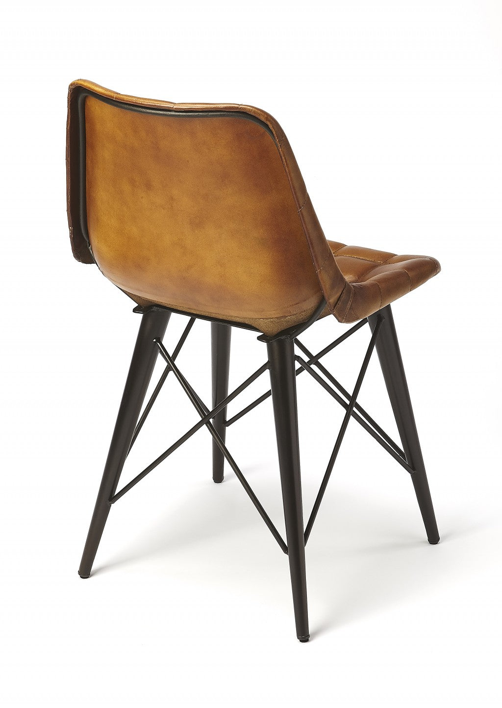 HomeRoots 18" Faux Leather Tufted Side Chair in Brown Finish
