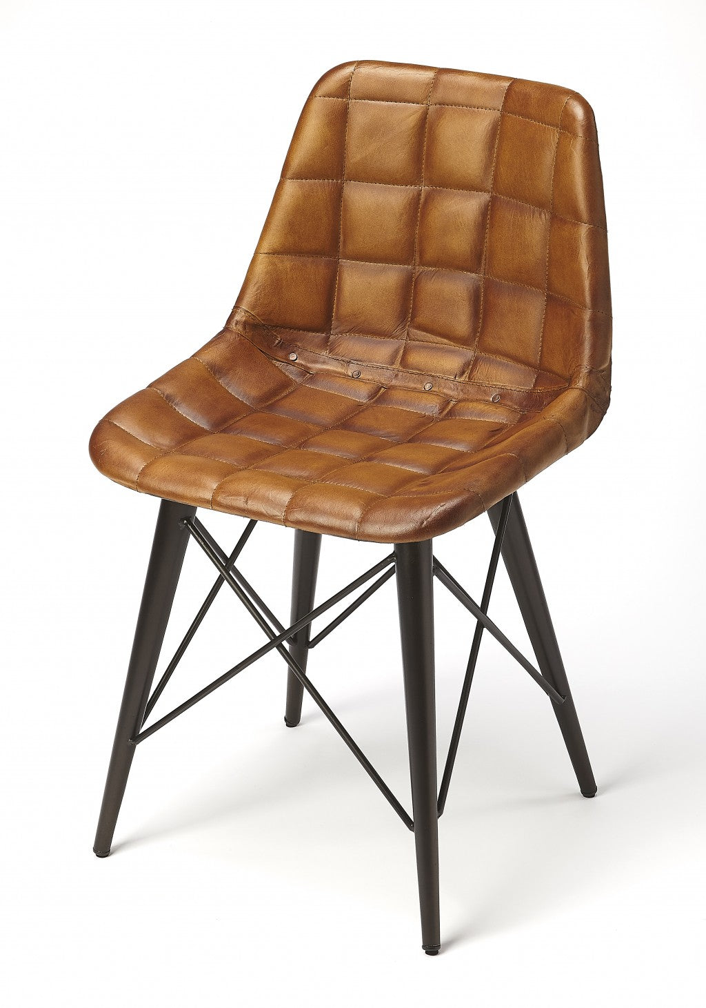 HomeRoots 18" Faux Leather Tufted Side Chair in Brown Finish