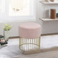 HomeRoots 18" Gray Marble Faux Leather and Gold Cylindrical Stool