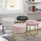 HomeRoots 18" Gray Marble Faux Leather and Gold Cylindrical Stool