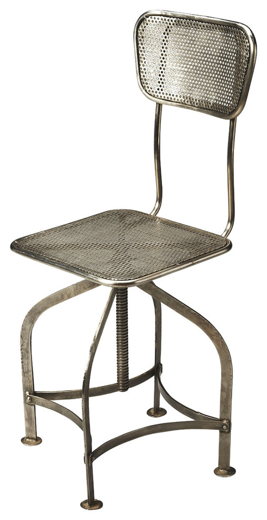HomeRoots 18" Iron Swivel Side Chair With Wood Brown Finish