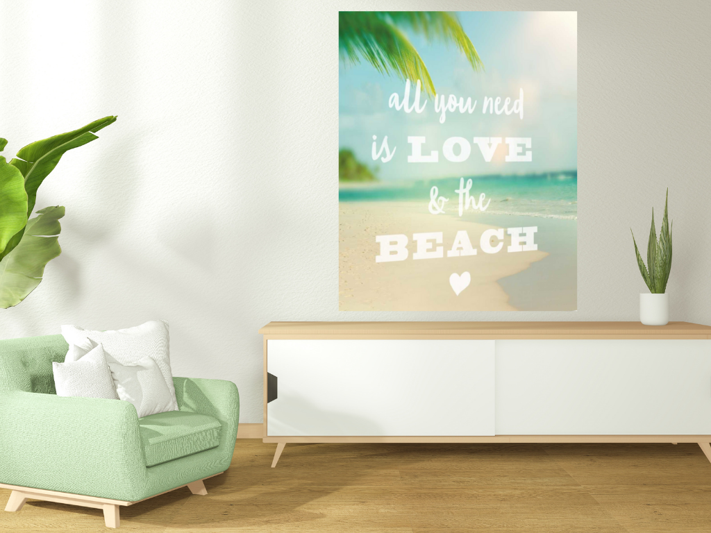 HomeRoots 18" Love & the Beach 1 Giclee Wrap Canvas Wall Art