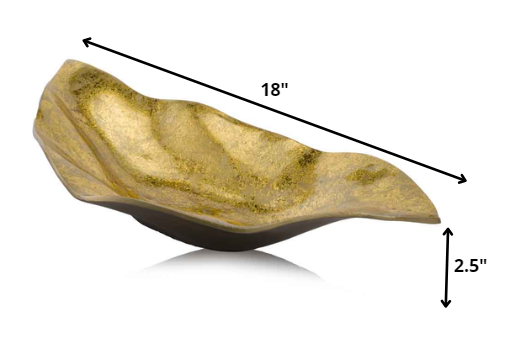 HomeRoots 18" Modern Wavy Aluminum Centerpiece Bowl in Gold Finish