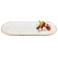 HomeRoots 18" Mouth Blown Oval Leaf Platter With Gold Edge Finish