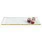 HomeRoots 18" Mouth Blown Rectangular Edge Gold Leaf Serving Platter or Tray