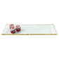 HomeRoots 18" Mouth Blown Rectangular Edge Gold Leaf Serving Platter or Tray