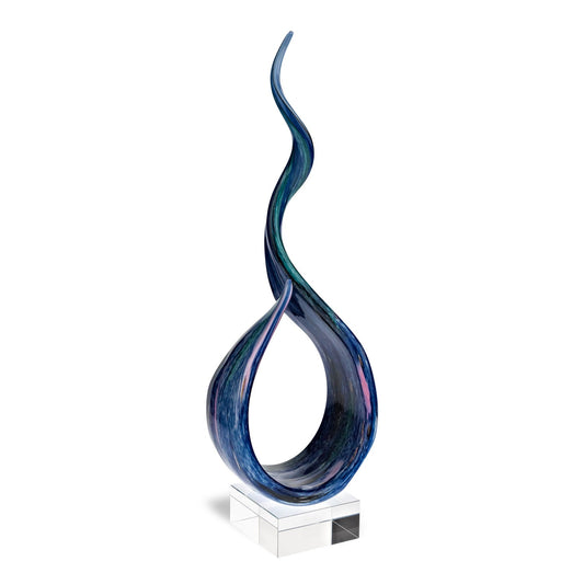 HomeRoots 18 MultiColor Art Glass Centerpiece on Black Crystal Base
