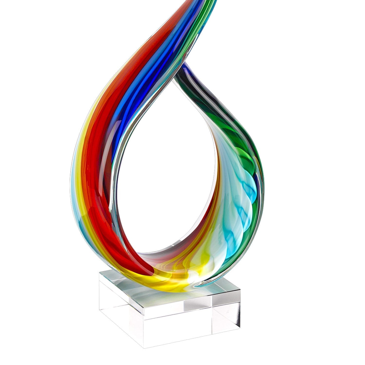 HomeRoots 18 MultiColor Art Glass Centerpiece on Crystal Base