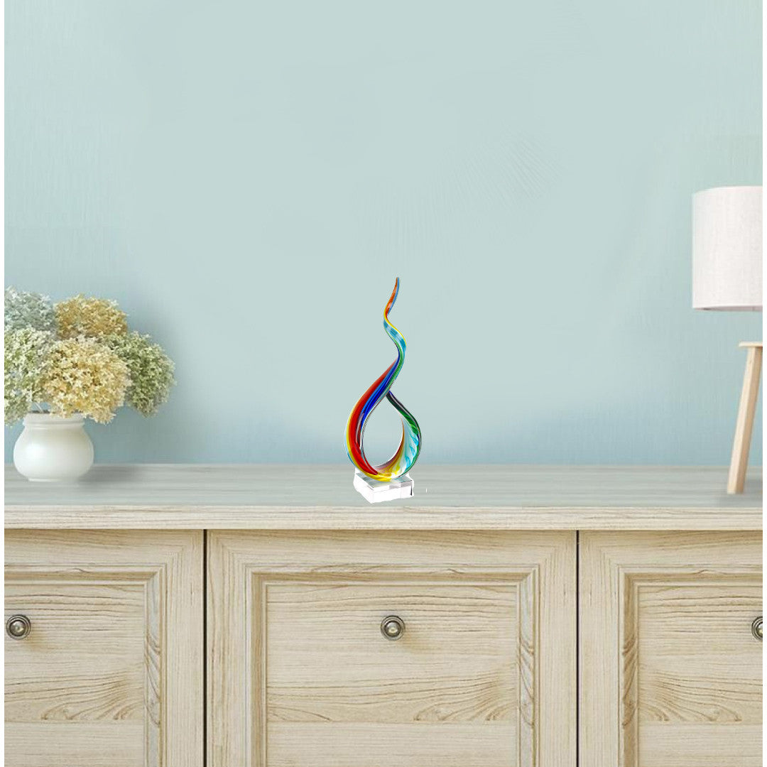 HomeRoots 18 MultiColor Art Glass Centerpiece on Crystal Base