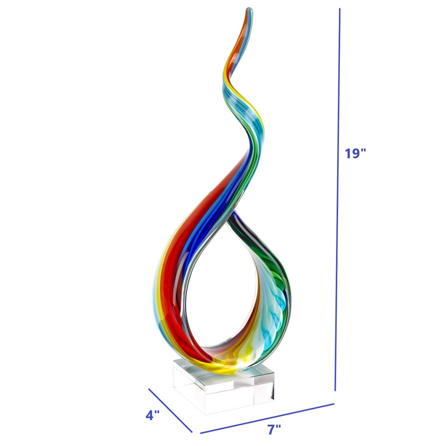 HomeRoots 18 MultiColor Art Glass Centerpiece on Crystal Base